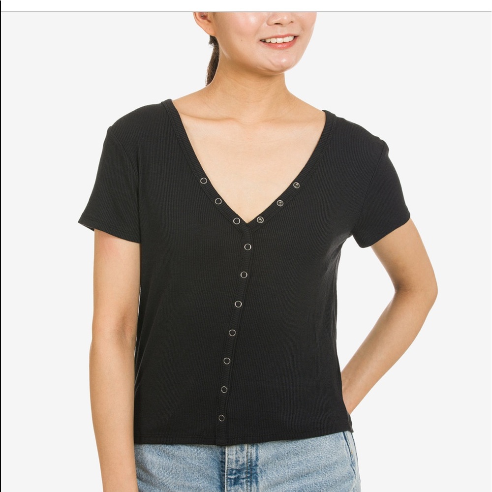 Juniors' Snap-Front Henley Top